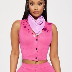Fashions Nova Western Star Girl Pink Costume Top S/M